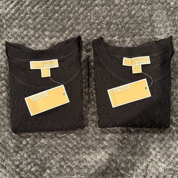 NWT Michael Kors Women’s Sz Sm & Med Black Sweater Vest Gold Logo Buttons K626 - Picture 10 of 14